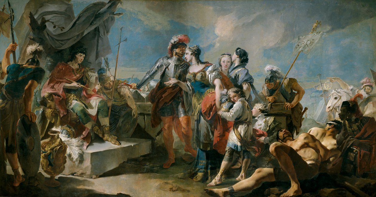 La reina Zenobia ante el keisari Aureliano tekijältä Giovanni Battista Tiepolo