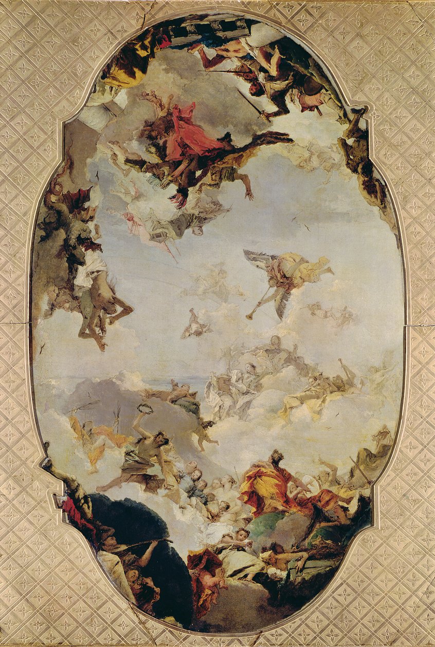 Luonnos Pisani-suvun apoteoosiin, 1760 (katso myös 145074) tekijältä Giovanni Battista Tiepolo
