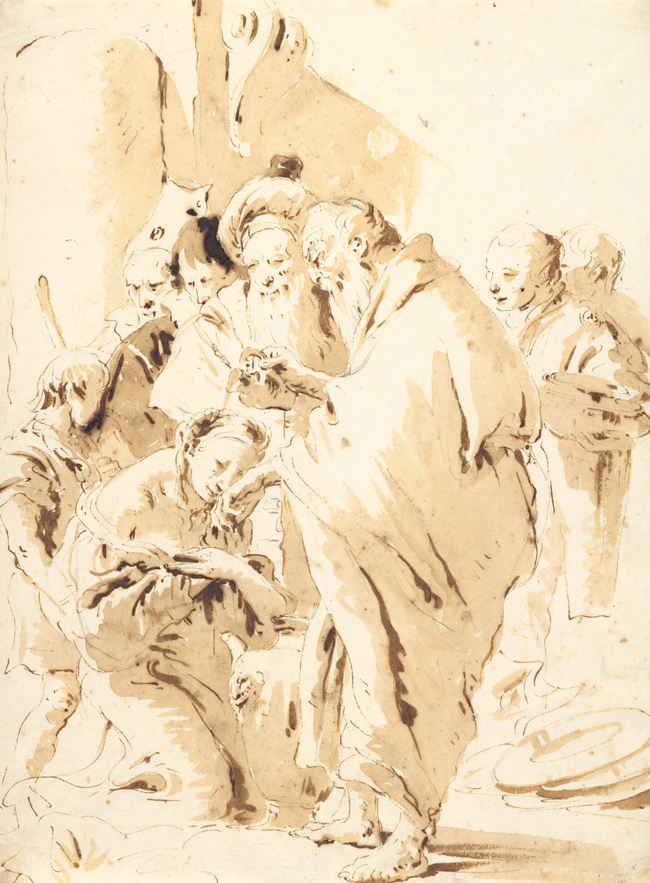 Pyhä Prosdocimus kastaa St Giustinaa tekijältä Giovanni Battista Tiepolo
