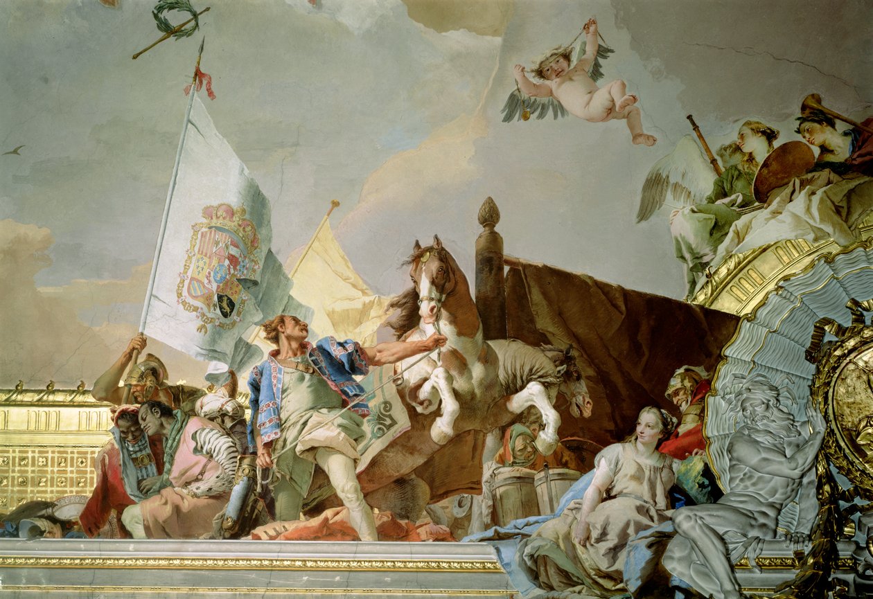 Espanjan kunnia I, valtaistuinsalin katosta, 1764 tekijältä Giovanni Battista Tiepolo
