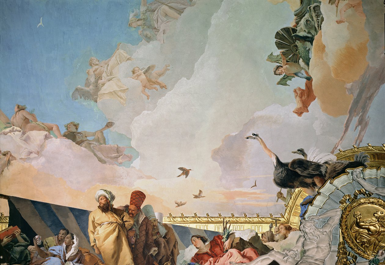 Espanjan kunnia III, valtaistuinhuoneen katosta, 1764 (yksityiskohta, katso myös 61757, 61758, 62340) tekijältä Giovanni Battista Tiepolo