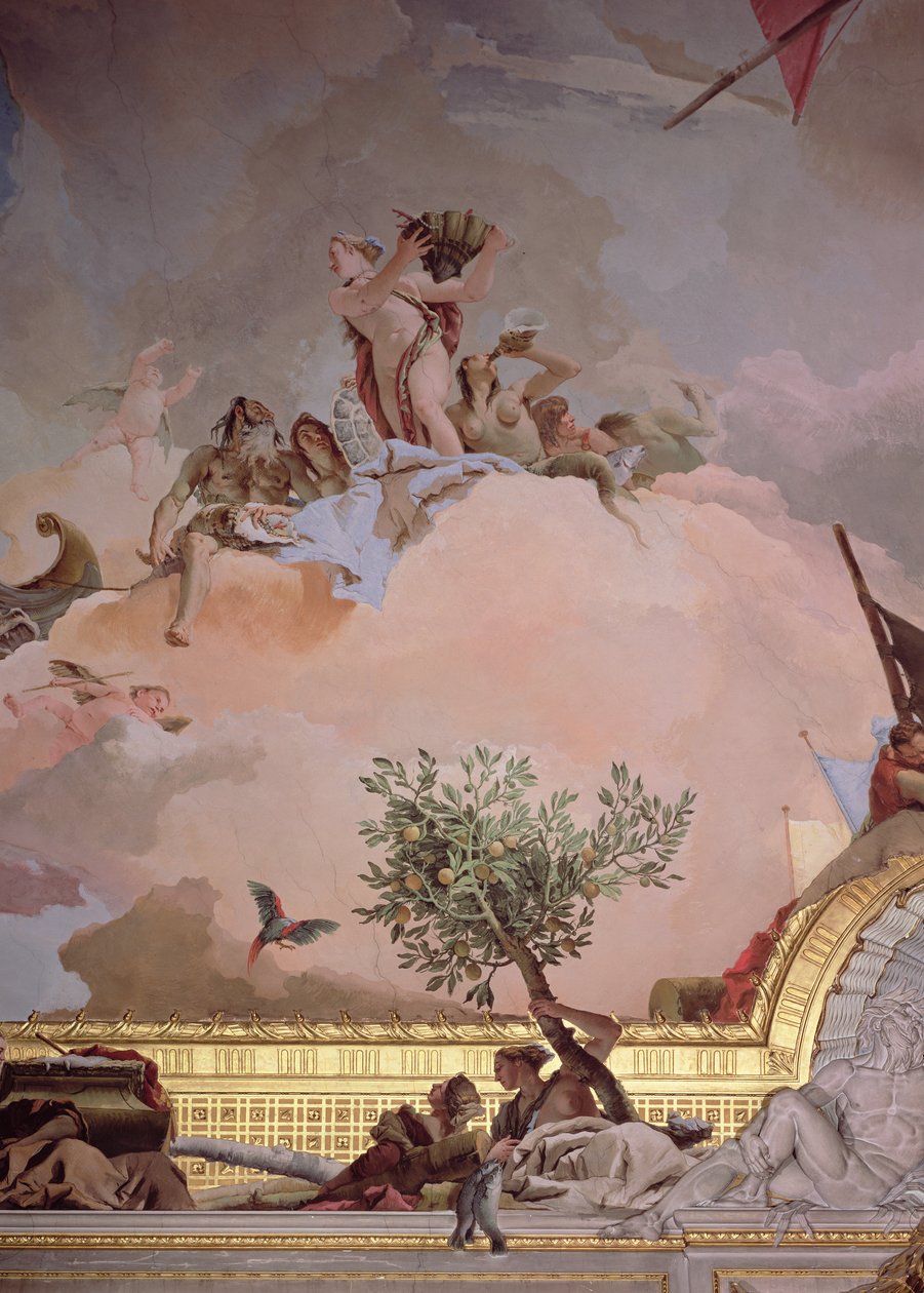 Espanjan kunnia IV, valtaistuinhuoneen katosta, 1764 (yksityiskohta, katso myös 61757, 61758, 62096) tekijältä Giovanni Battista Tiepolo