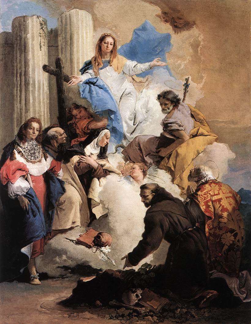 Neitsyt kuuden pyhän kanssa tekijältä Giovanni Battista Tiepolo