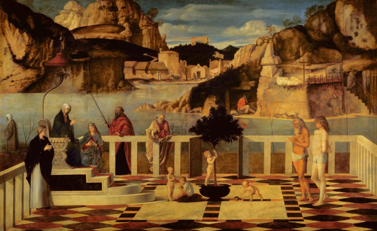 Pyhä allegoria, n. 1487 tekijältä Giovanni Bellini