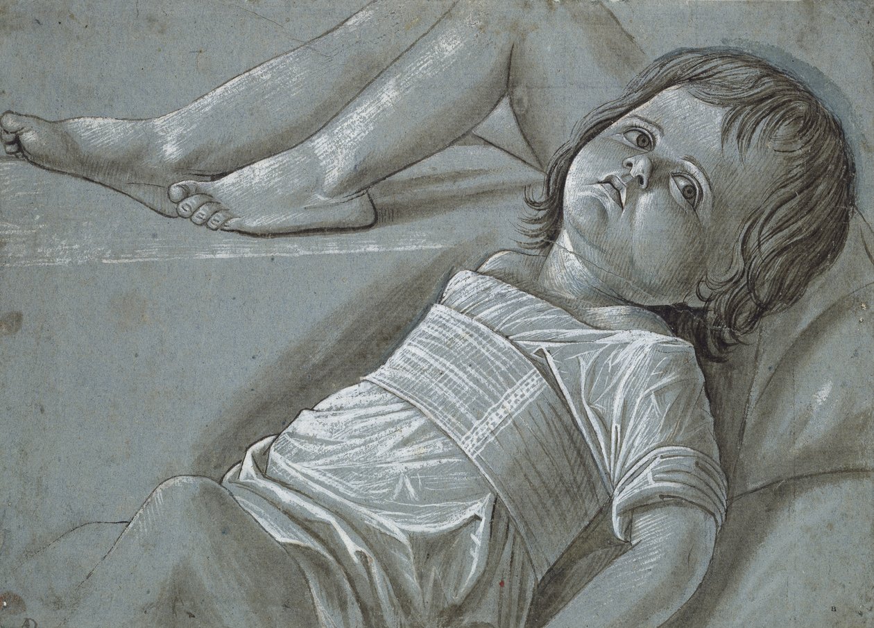 Tutkimus makaavalle Kristus-lapsen hahmolle (sivellinpiirros paperille) tekijältä Giovanni Bellini