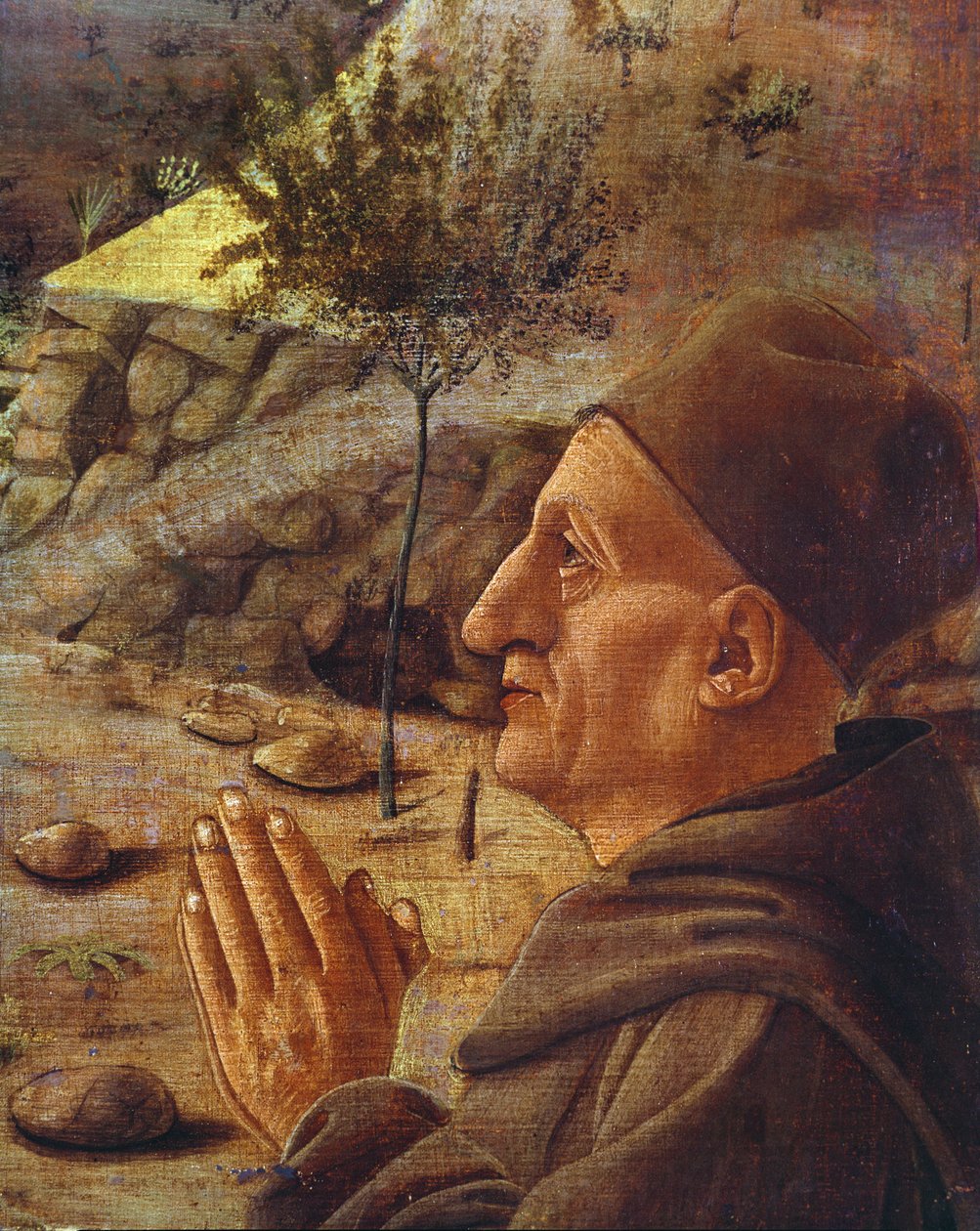 Ristiinnaulitseminen yksityiskohta pään suojelijan öljy paneelille tekijältä Giovanni Bellini