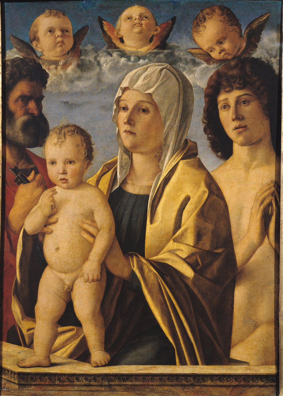 Neitsyt ja lapsi Pyhän Pietarin ja Pyhän Sebastianin kanssa, n. 1487 tekijältä Giovanni Bellini