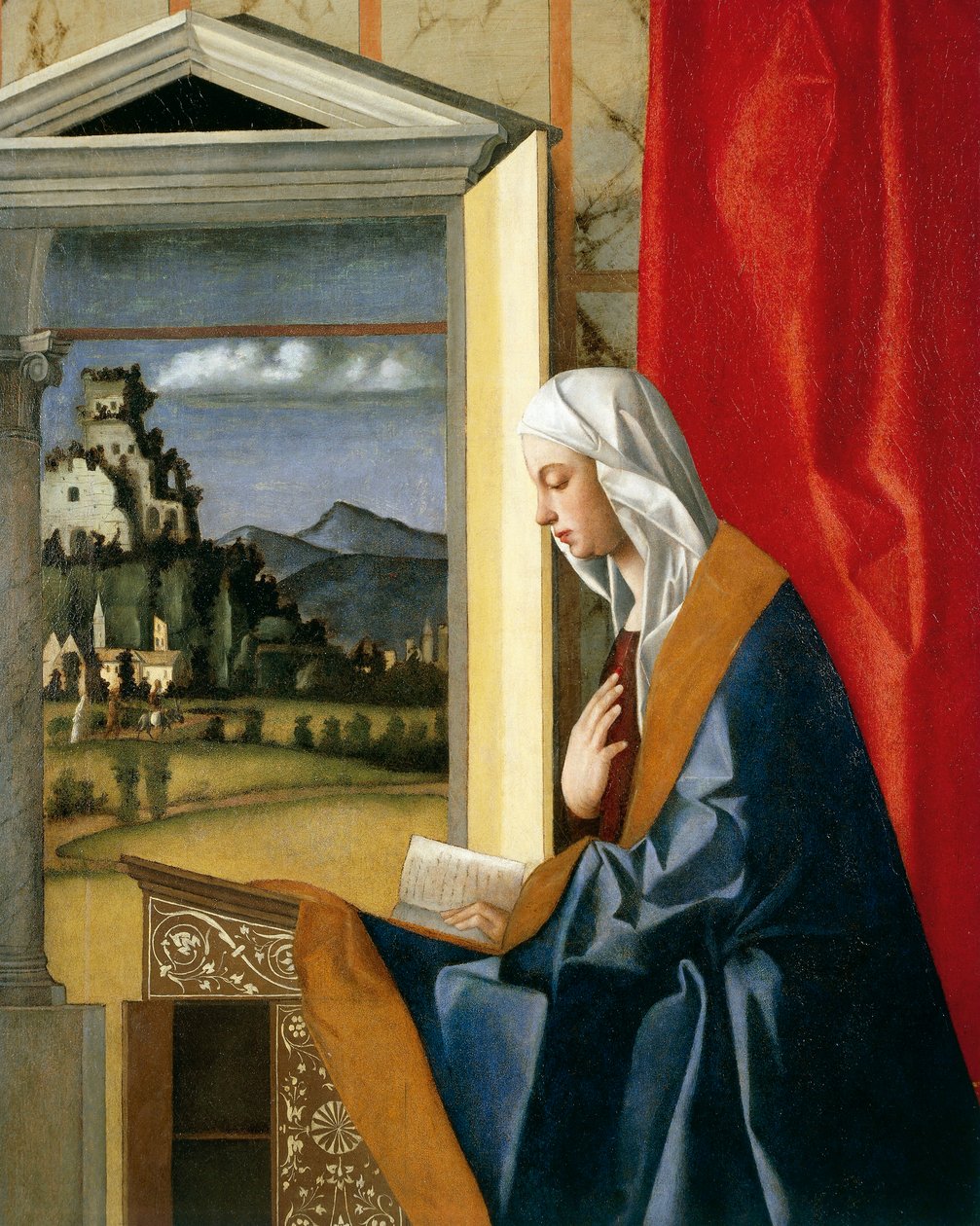 Neitsyt ilmestyksen ilmestys, diptyykki, noin 1500 (vuoden 1998 jälkeinen restaurointi) tekijältä Giovanni Bellini