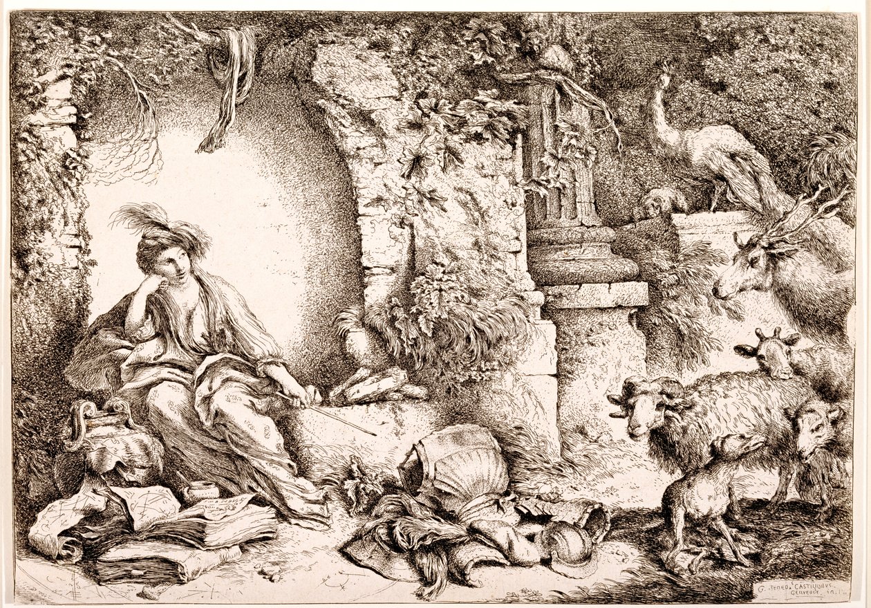 Circe muuttaa Odysseuksen miehet pedoiksi, noin 1650-1651. tekijältä Giovanni Benedetto Castiglione