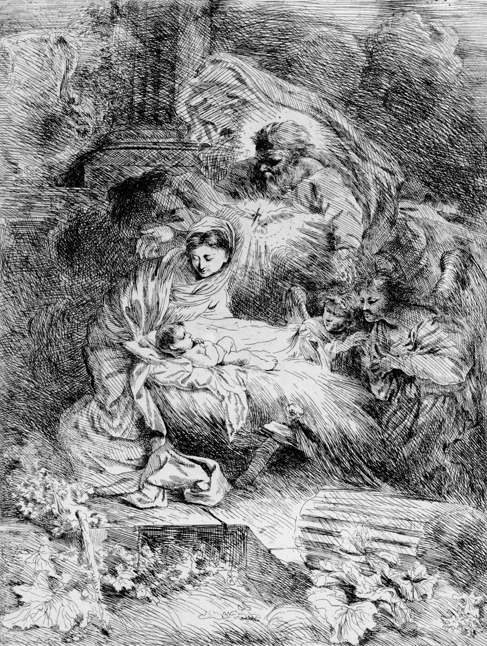 Syntymä, n. 1645 (etsaus) tekijältä Giovanni Benedetto Castiglione