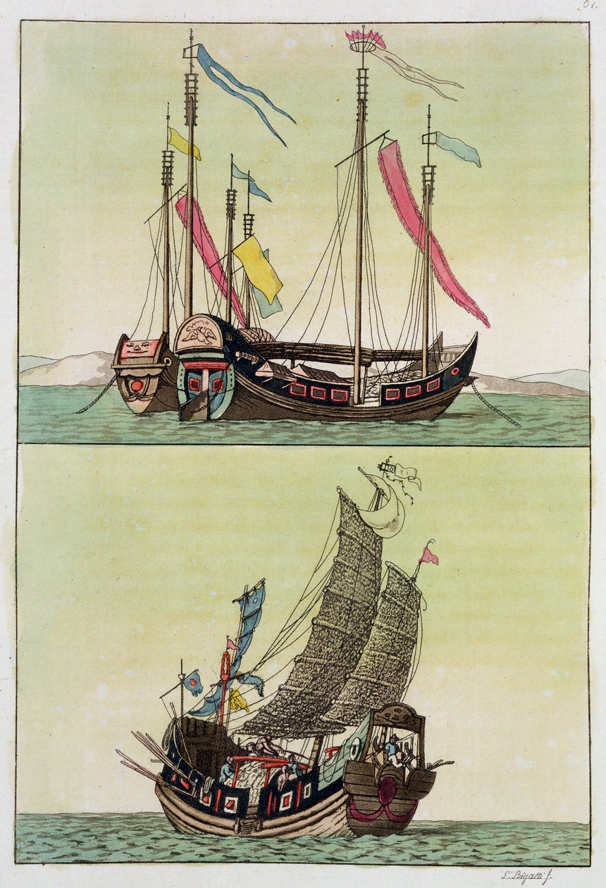 Kahdenlaista kiinalaista roskaa, kuvitus Giulio Ferrarion teoksesta "Le Costume Ancien et Moderne", julkaistu noin 1820-30-luvulla tekijältä Giovanni Bigatti