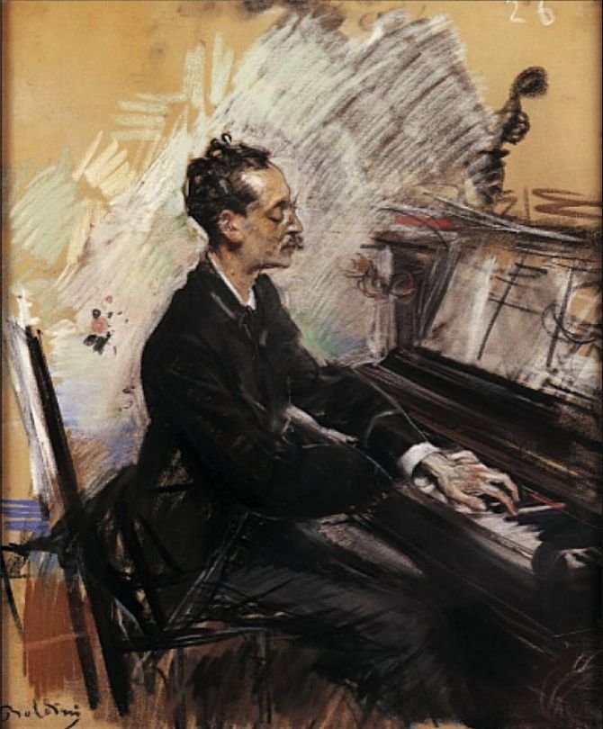 Rey Colacon Deutsch: Der Pianist A.Rey ColaconPolski: Pianista A.Rey Colacon tekijältä Giovanni Boldini