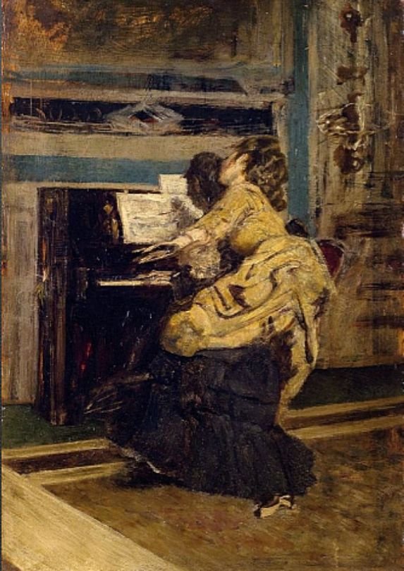 Herrasmies Pianonissa Deutsch: Mann am KlaviernPolski: Mezczyzna przy pianinien tekijältä Giovanni Boldini