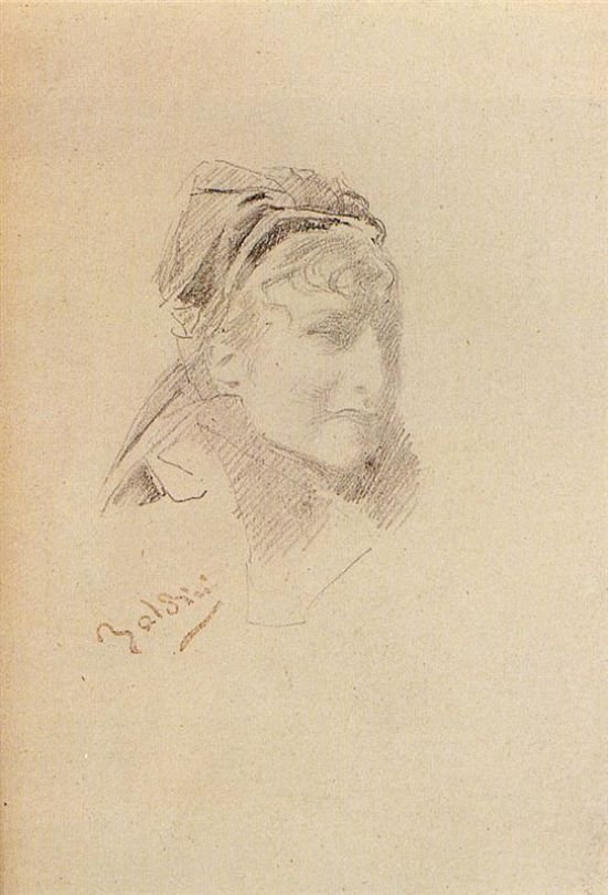 Muotokuva Sarah Bernhardtnista Deutsch: Portrat von Sarah BernhardtnPolski: Portret Sary Bernhardtn tekijältä Giovanni Boldini