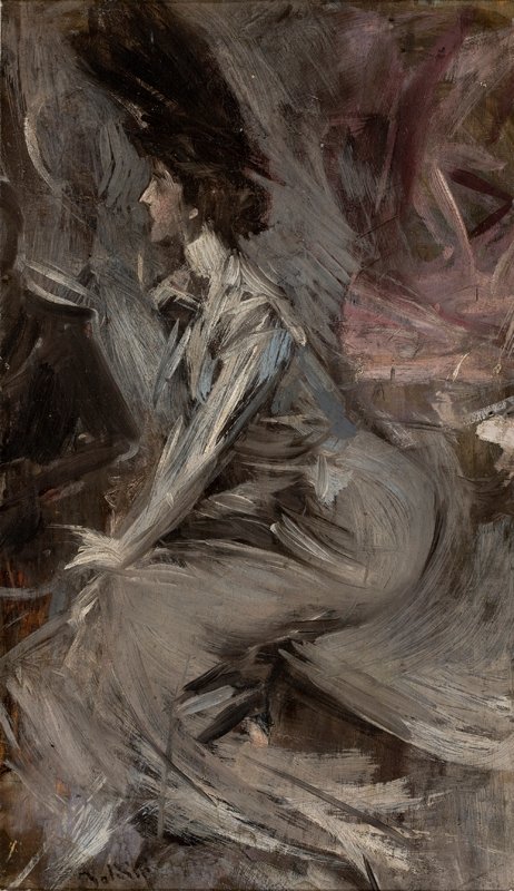 Istuva Lady The Talk -portugali: Senhora Sentada A Conversa tekijältä Giovanni Boldini
