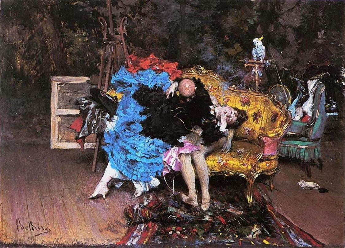 The Model and the Mannequinn Deutsch: Das Model und die SchaufensterpuppenPolski: Modelka i manekinn tekijältä Giovanni Boldini