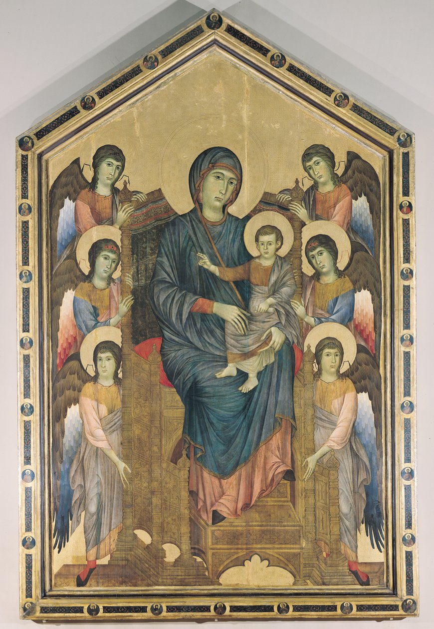 Neitsyt ja lapsi Majesteetissa kuuden enkelin ympäröimänä, n. 1270 tekijältä Giovanni Cimabue