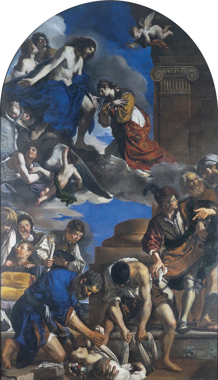 Pyhän Petronillan hautaaminen tekijältä Giovanni Francesco Barbieri