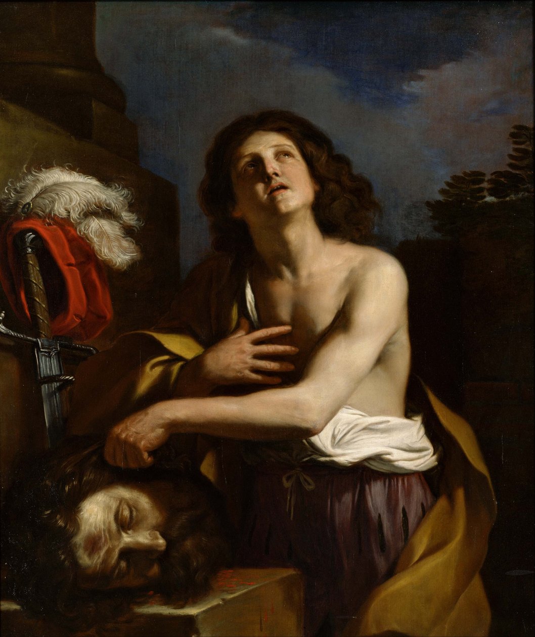 Daavid Goljatin pään kanssa tekijältä Giovanni Francesco Barbieri