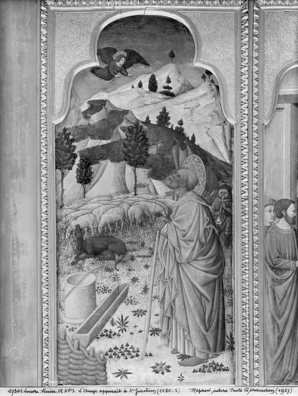 Neitsyen elämän kiertokulku, Ilmoitus Joachimille, n. 1445 (öljy poppelilevylle) tekijältä Giovanni Francesco da Rimini