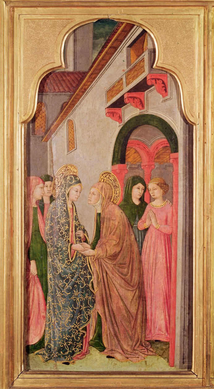 Vierailu, alttaritaulusta, joka kuvaa kohtauksia Neitsyen elämästä, n. 1445 tekijältä Giovanni Francesco da Rimini