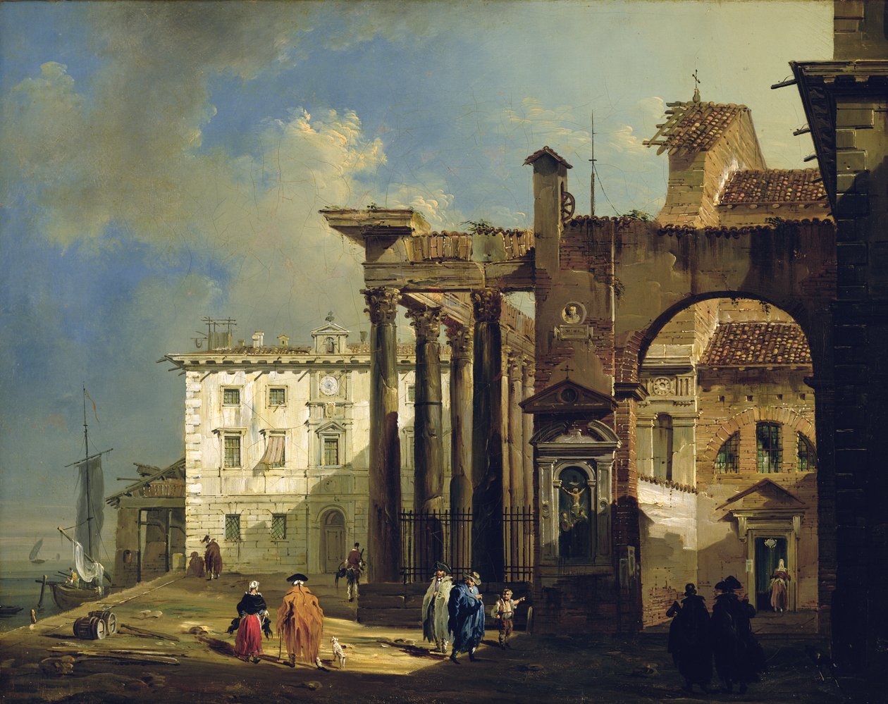 San Lorenzon kirkon portico Milanossa, noin 1814 tekijältä Giovanni Migliara