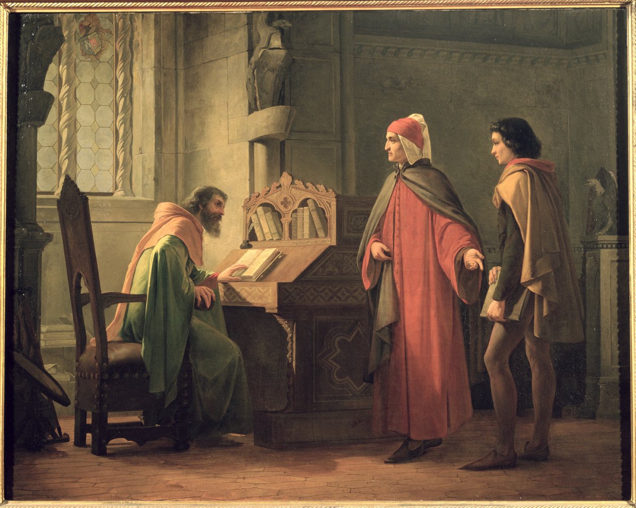 Dante (1265-1321) esittelee Giottoa (1266-1337) Guido da Polentalle (k.1310) tekijältä Giovanni Mochi