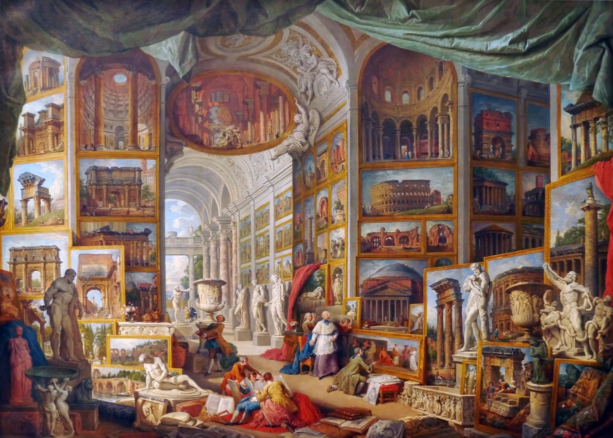 Galleria antiikin Rooman näkymistä tekijältä Giovanni Paolo Pannini
