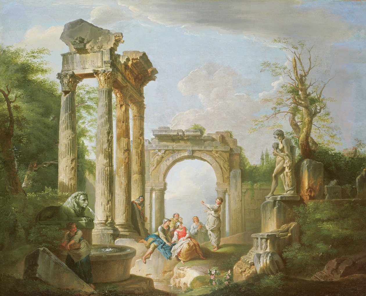 Arkadian kohtaus, 1700-luku tekijältä Giovanni Paolo Pannini