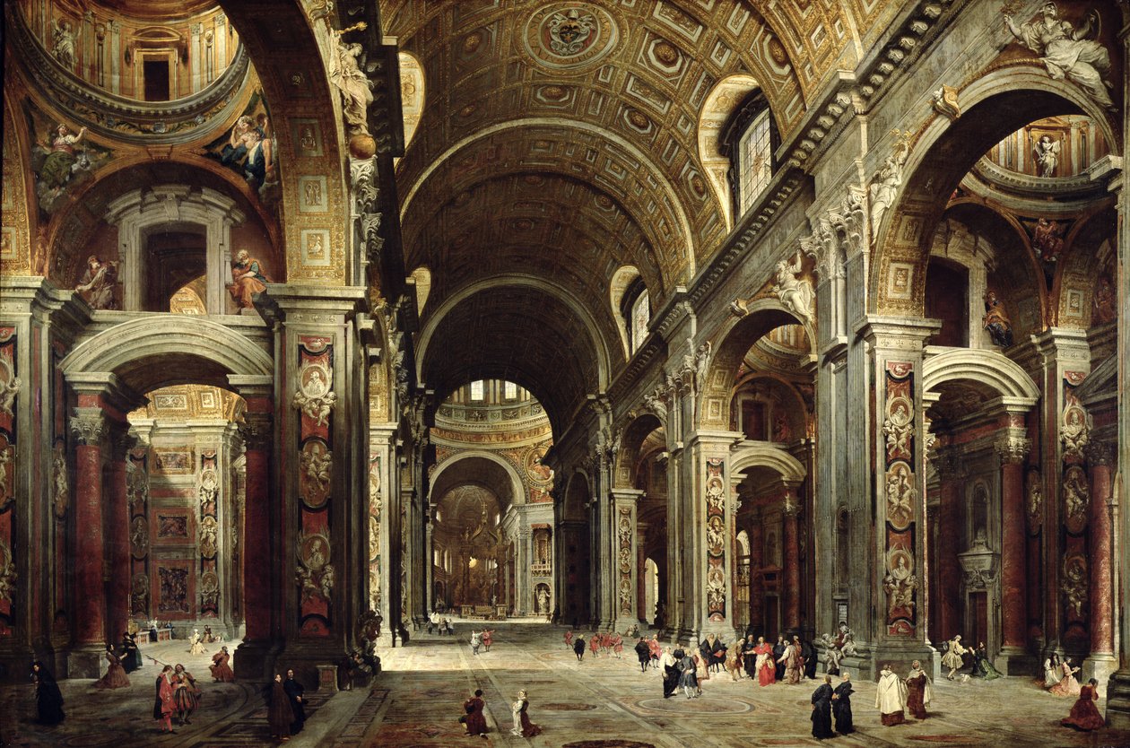 Kardinaali Melchior de Polignac (1661-1742) vierailee Pyhän Pietarin luona Roomassa, 1730 tekijältä Giovanni Paolo Pannini