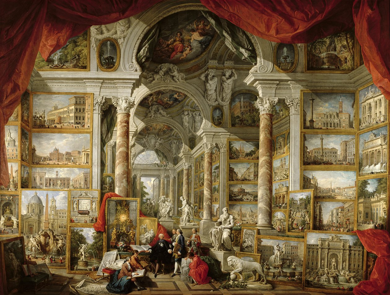 Galleria, josta on näköala moderniin Roomaan, 1759 tekijältä Giovanni Paolo Pannini