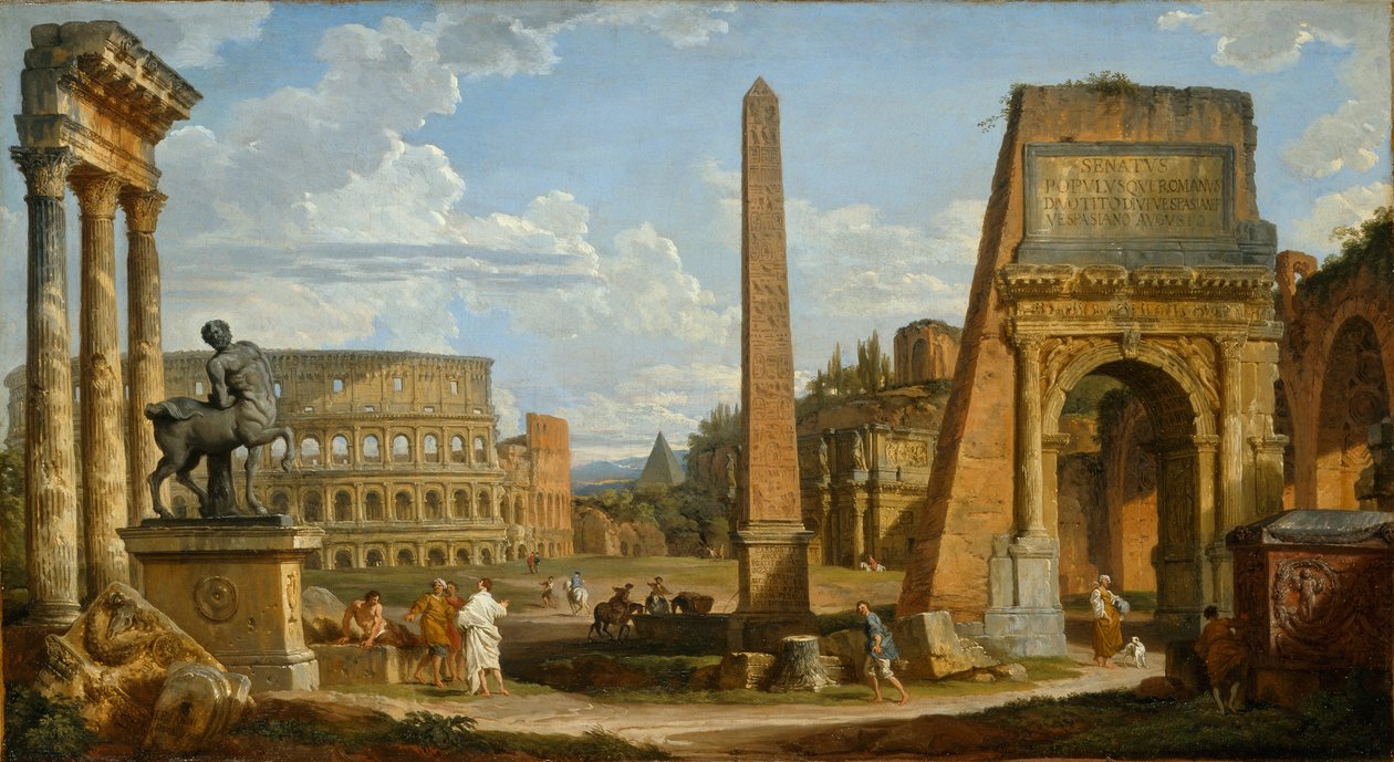 Capriccio-näkymä roomalaisista raunioista, 1737 tekijältä Giovanni Paolo Pannini
