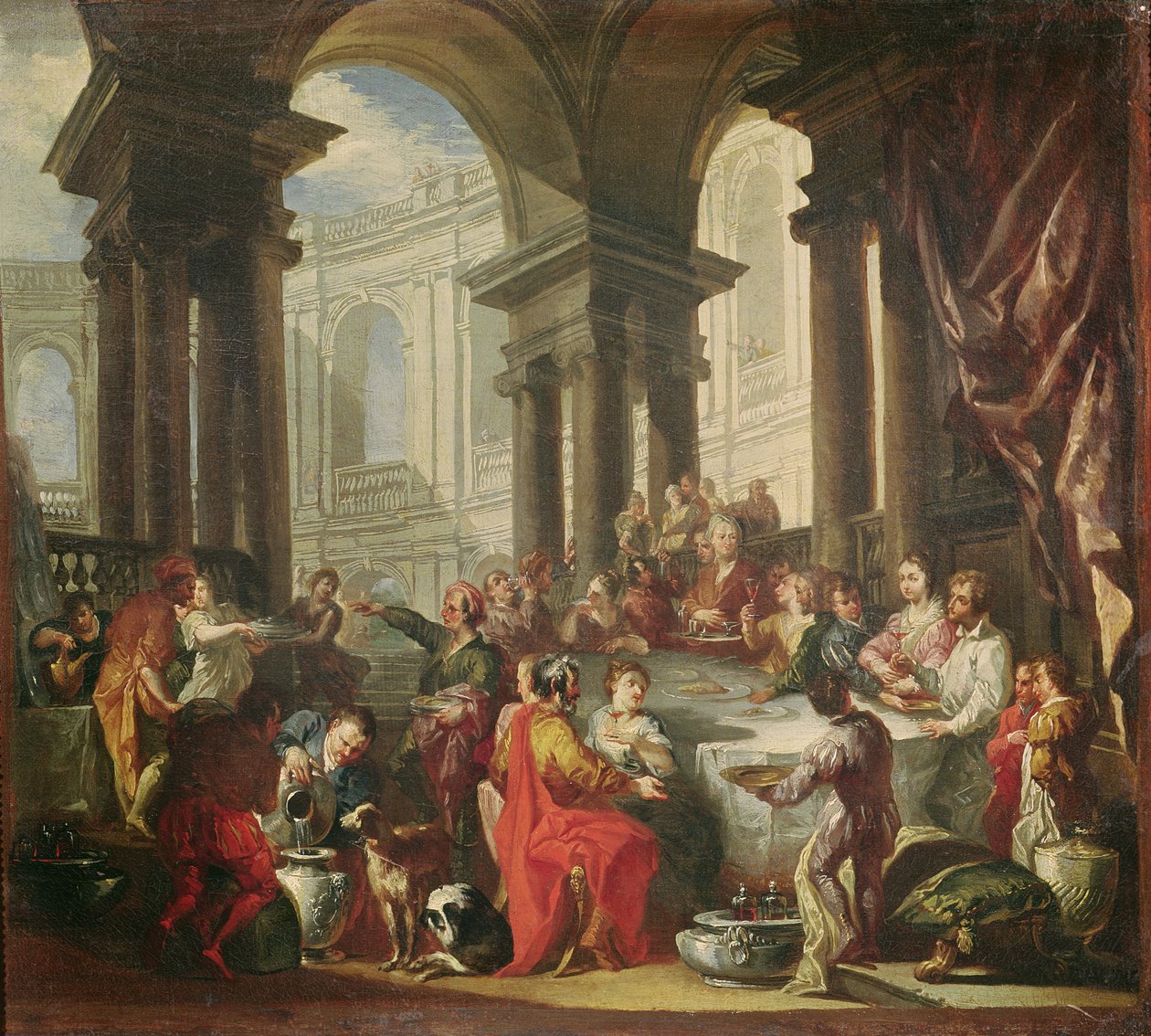 Juhla Ionisen ritarikunnan pyöreässä portikossa, n. 1720-25 tekijältä Giovanni Paolo Pannini