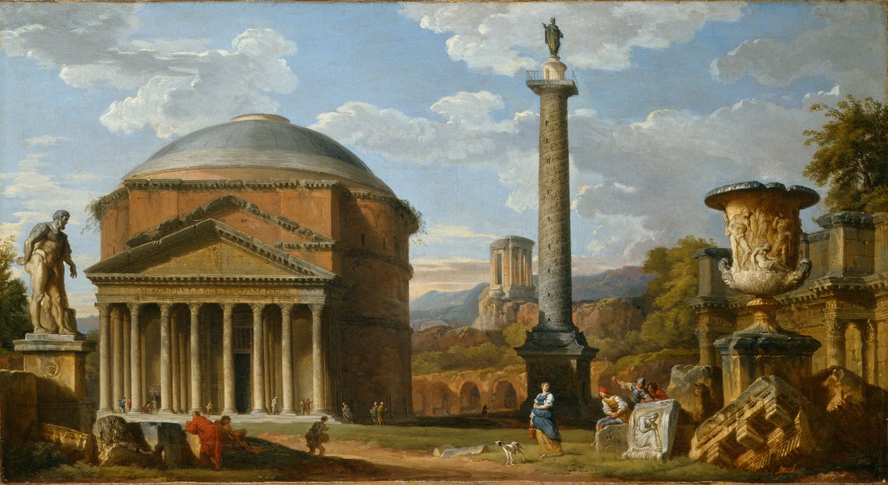 Capriccio roomalaisista raunioista ja Pantheonista, 1737 tekijältä Giovanni Paolo Pannini