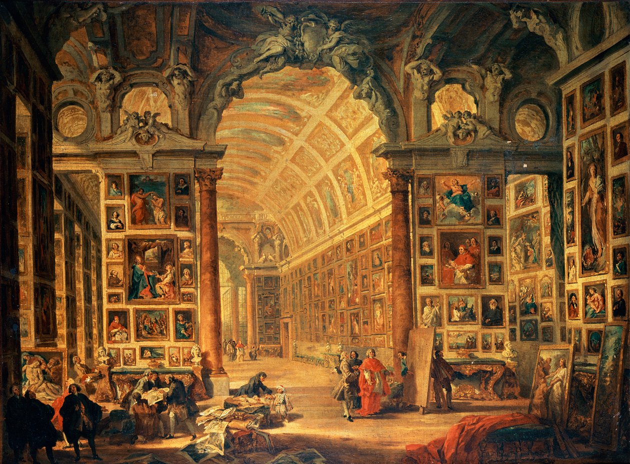 Sisäkuva Colonna-galleriaan Roomassa tekijältä Giovanni Paolo Pannini