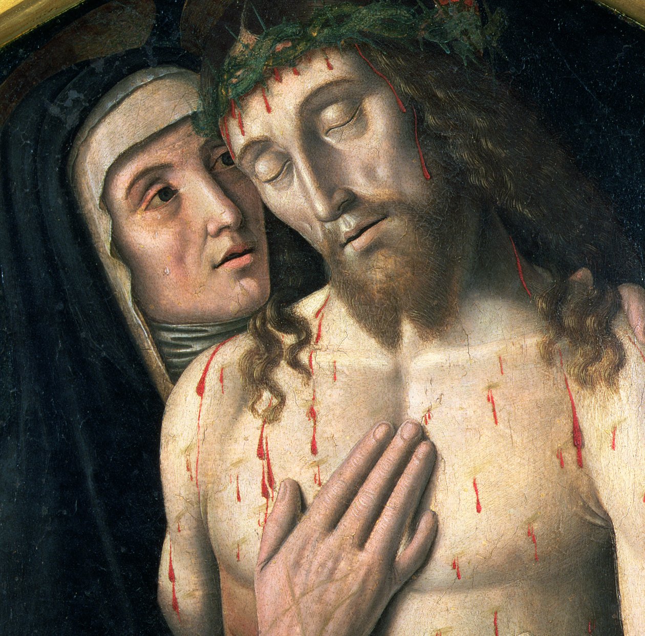 Kuolleen Kristuksen valitus, öljy kankaalle 80450 tekijältä Giovanni Santi or Sanzio
