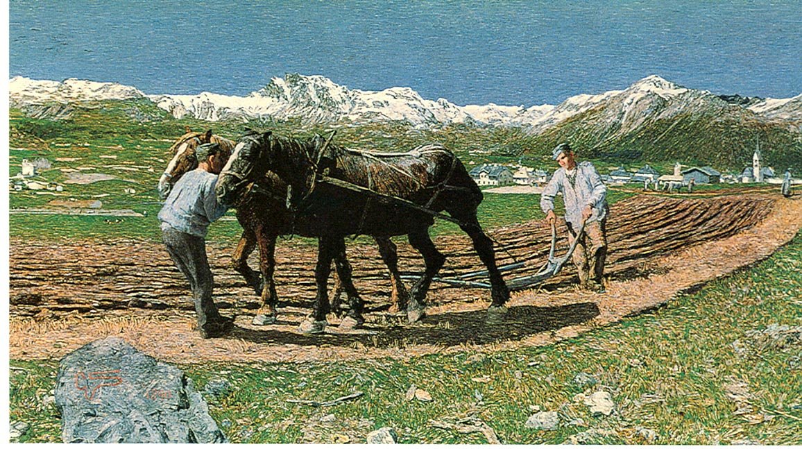 Das Pflugen tekijältä Giovanni Segantini