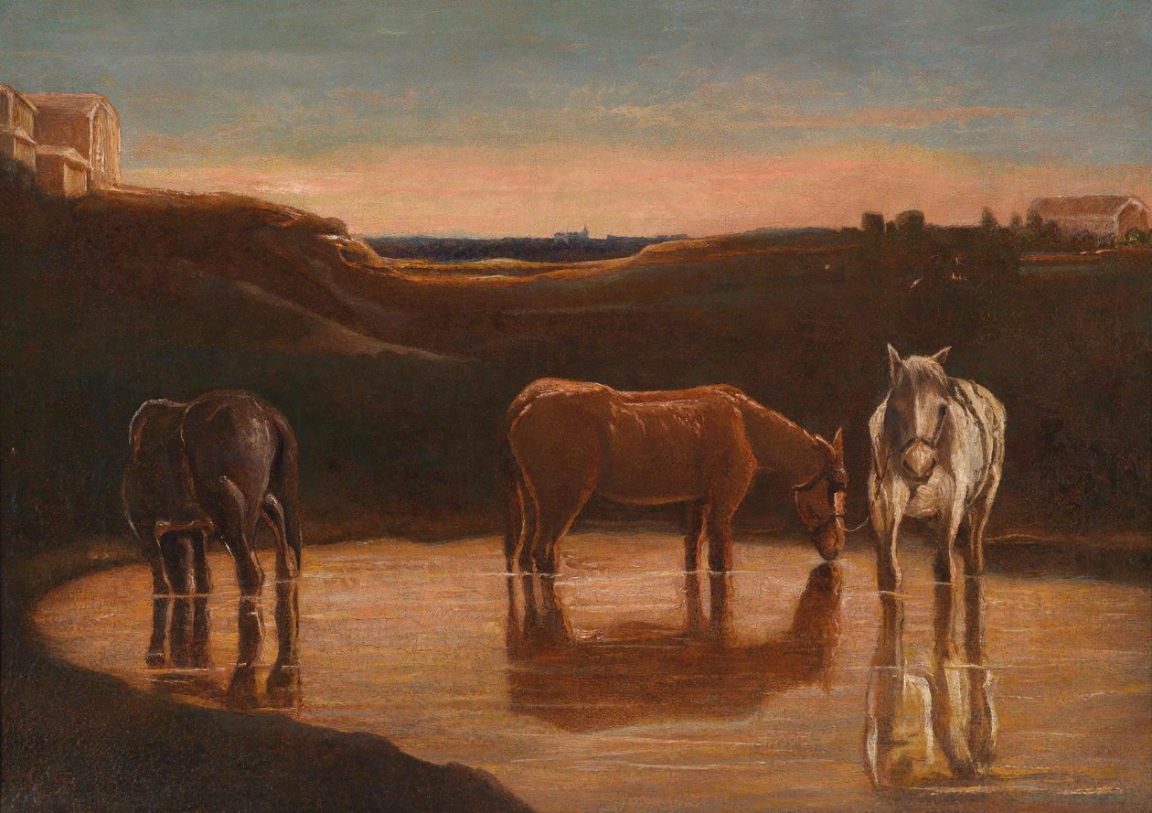 Cavalli al guado tekijältä Giovanni Segantini