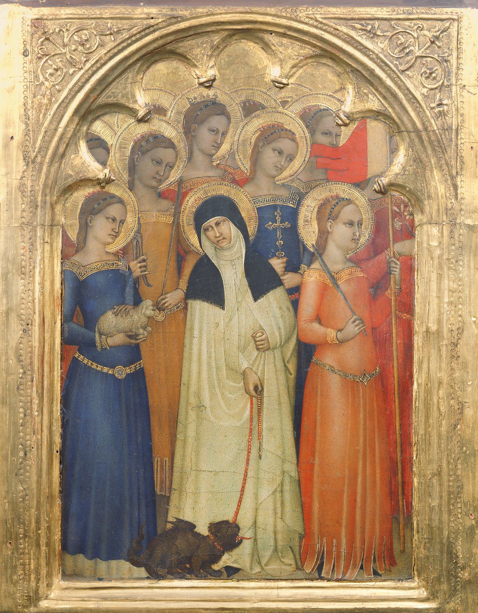 Predella-paneeli St. Lucysta pyhimysten kanssa, 1350-60 (tempera paneelissa) tekijältä Giovanni da Milano