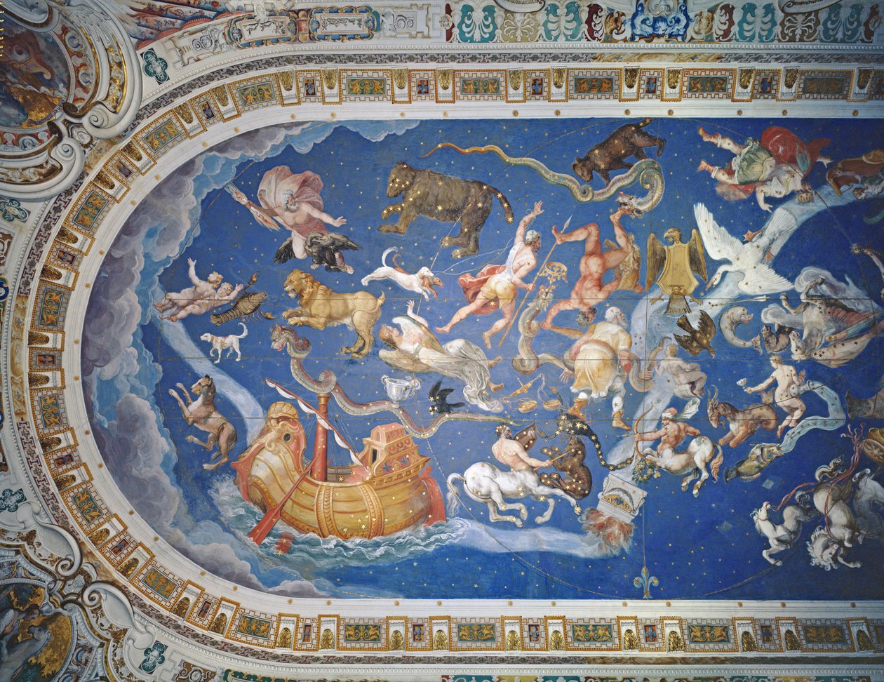 Astrologinen katto, Sala del Mappamondossa tekijältä Giovanni de Vecchi