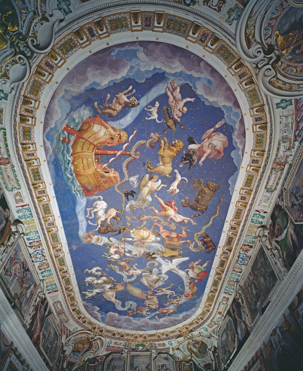 Astrologinen katto, Sala del Mappamondossa tekijältä Giovanni de Vecchi