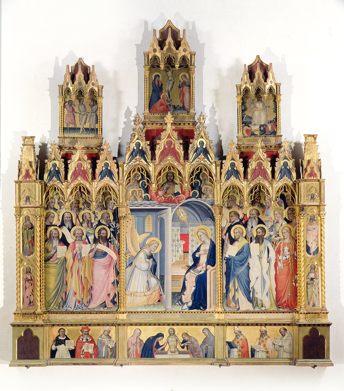 Julistus pyhien kanssa (tempera paneelissa) tekijältä Giovanni di Niccolo del Biondo