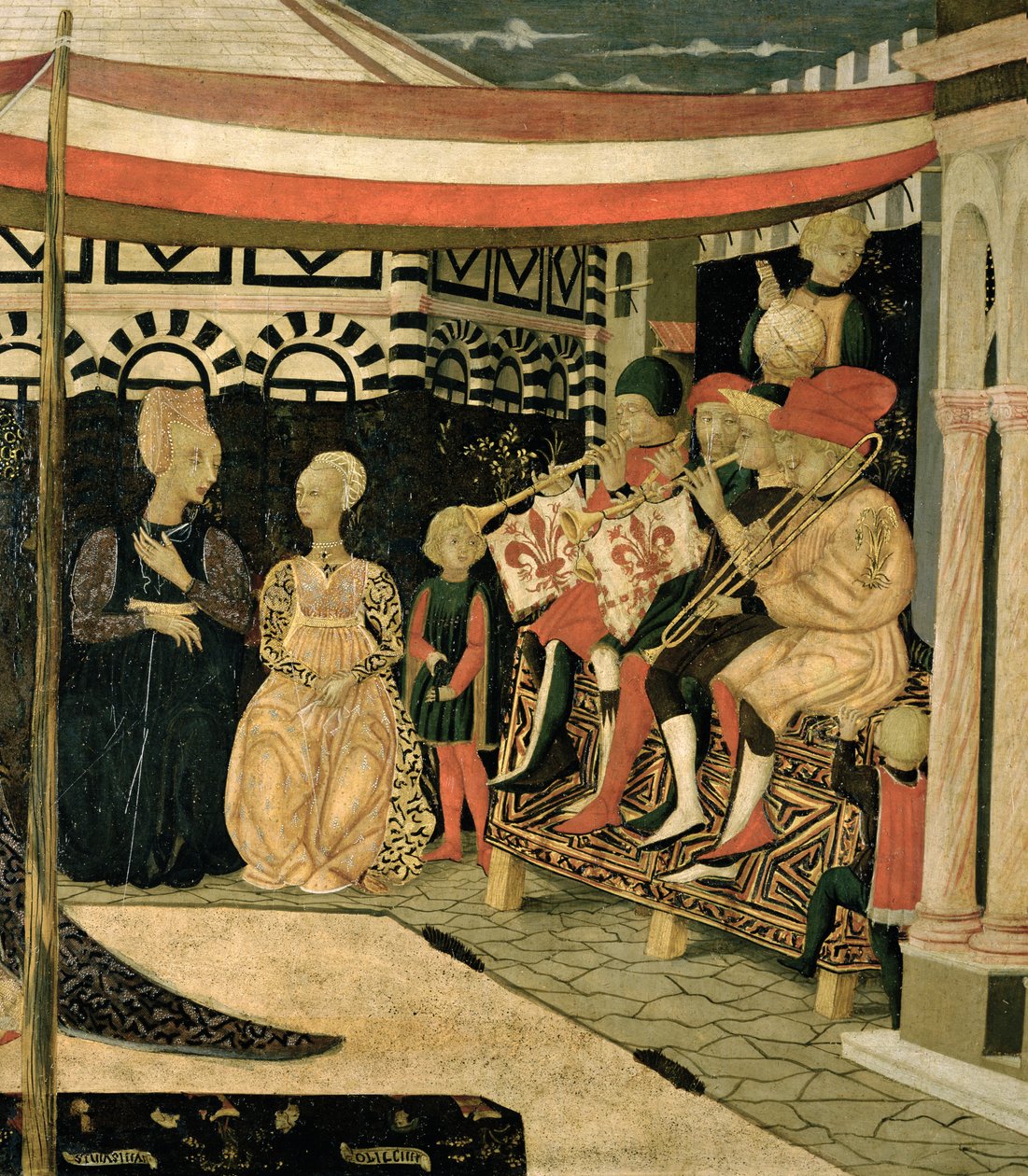 Adimari Cassonen vasen paneeli, n.1450 tempera paneelille, yksityiskohta kuvasta 254001. tekijältä Giovanni di Ser Giovanni