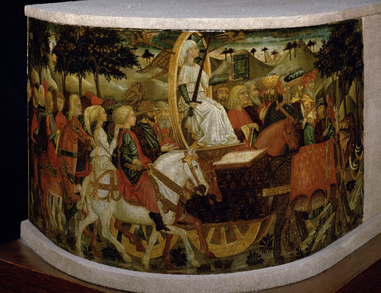 Triumph of Fame, inspiraationa Petrarchin Triumphs (1304-74) tekijältä Giovanni di Ser Giovanni