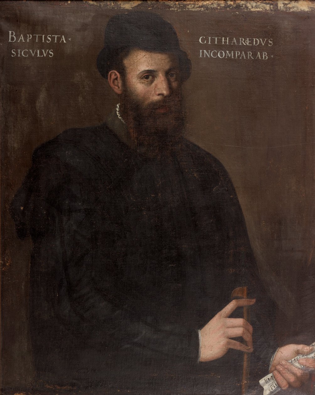 Muusikko öljy kankaalle tekijältä Giovanni Battista Moroni
