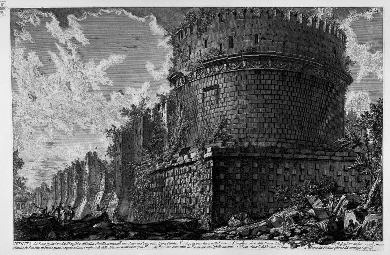 Cecilia Metellan mausoleumi tekijältä Giovanni Battista Piranesi