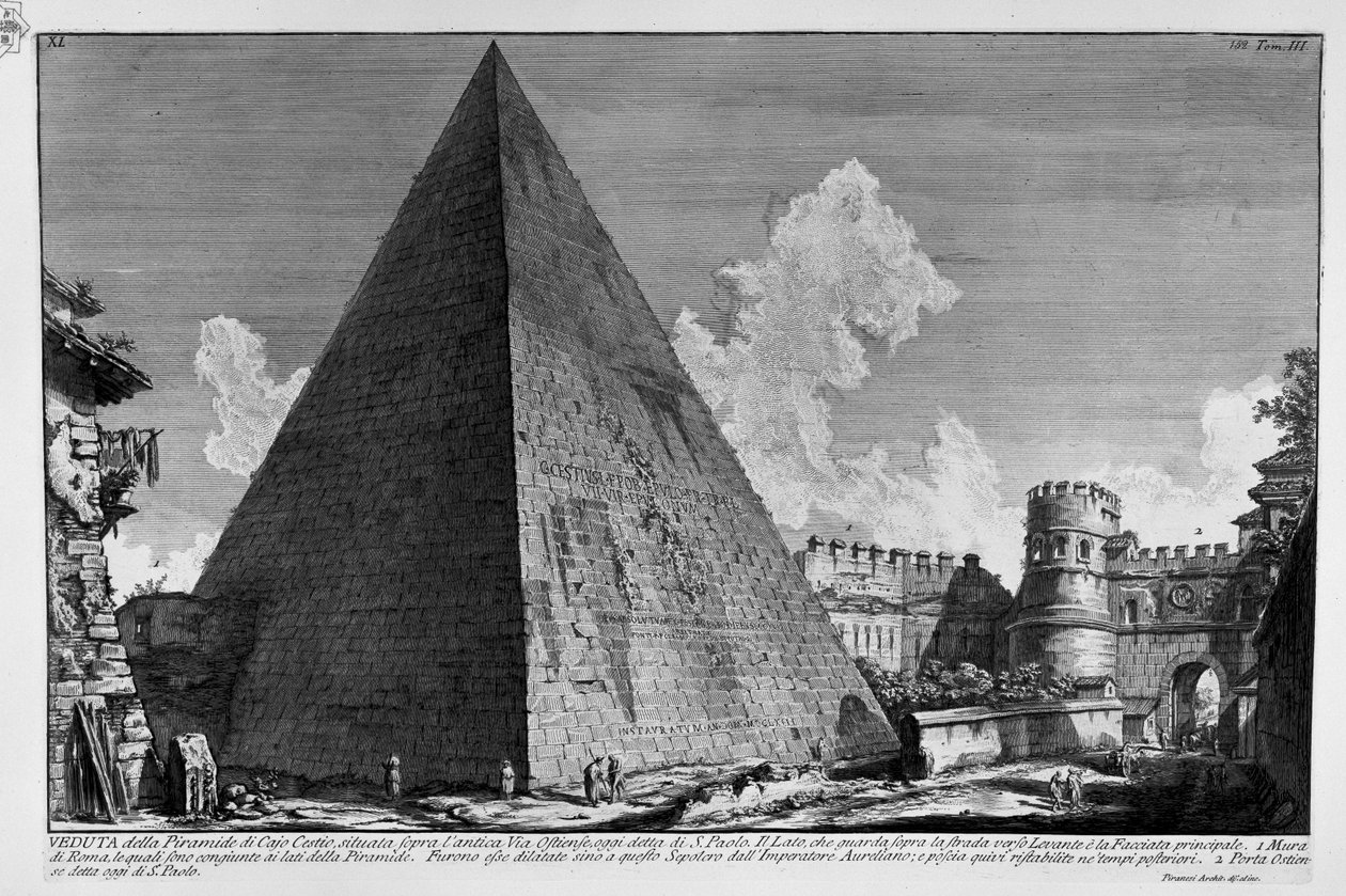 Caius Cestiuksen pyramidi tekijältä Giovanni Battista Piranesi