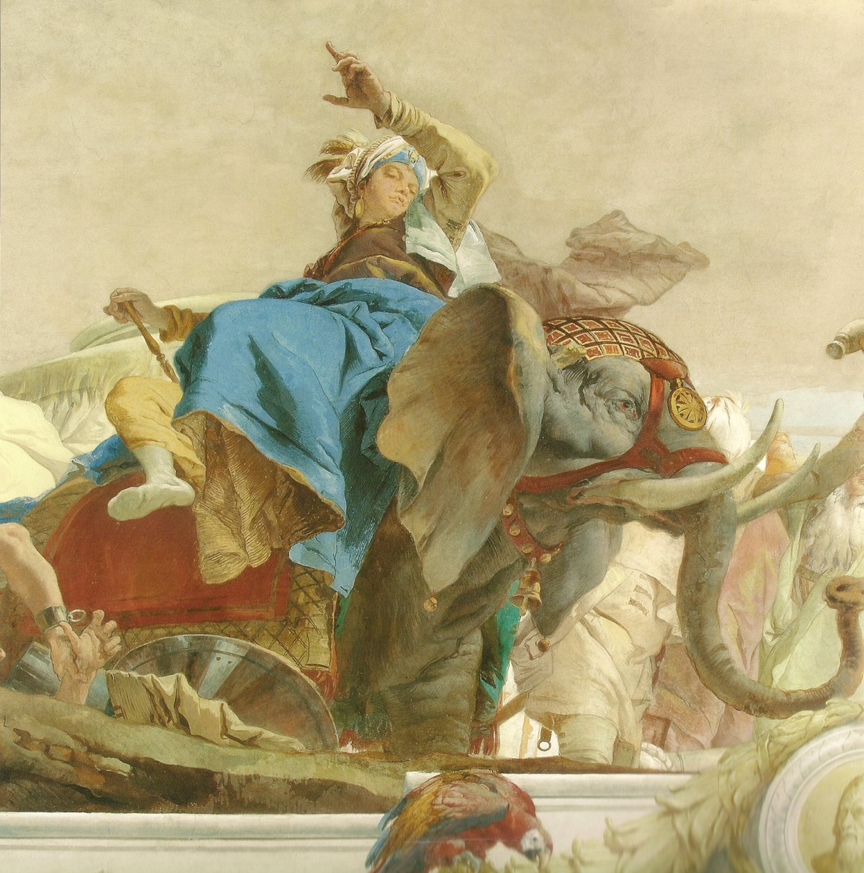 Deckenfresko im Treppenhaus der Würzburger Residenz, Yksityiskohta tekijältä Giovanni Battista Tiepolo