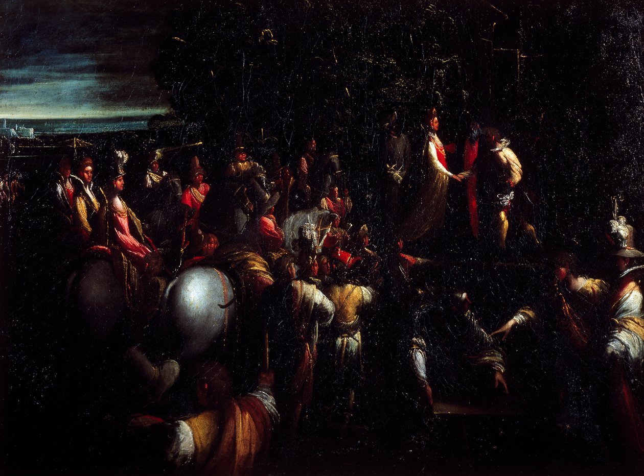 Kohtaus sadusta, Giovanni Andrea Donducci tunnetaan nimellä Maselletta (1575-1655), öljy kankaalle tekijältä Giovanni (1575 1655) Donducci