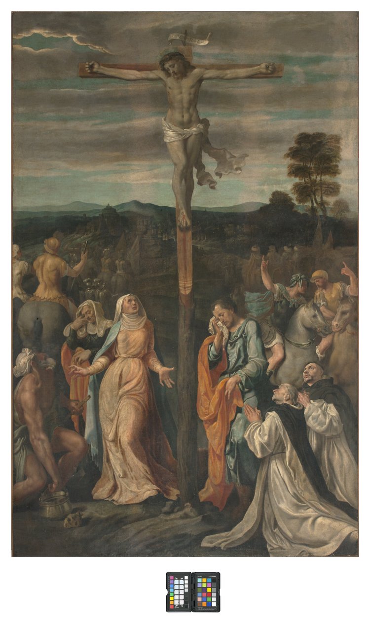 Ristiinnaulitseminen (laudalle siirretty fresko) tekijältä Giovanni (fl.1537 d.c.1570) Fratino